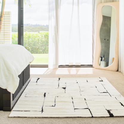 Leo Abstract Line Cream Rug