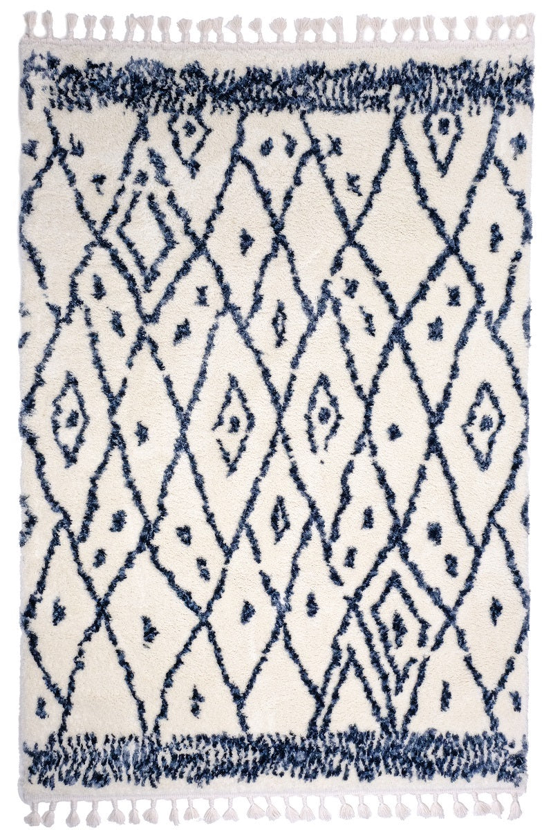 Marrakesh Cream Blue Moroccan Rug - DecoRug