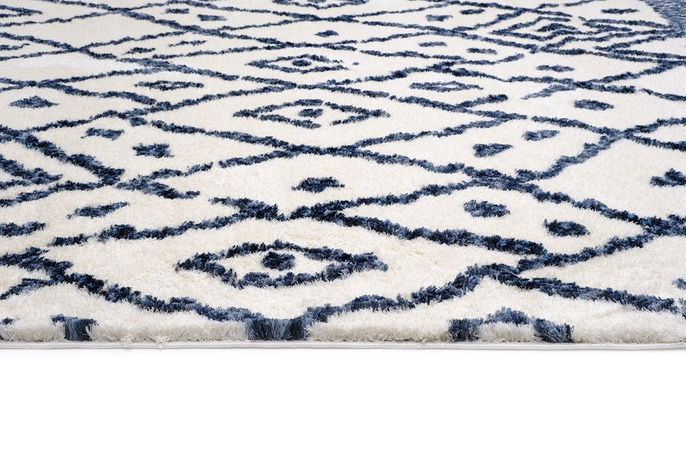 Marrakesh Cream Blue Moroccan Rug - DecoRug