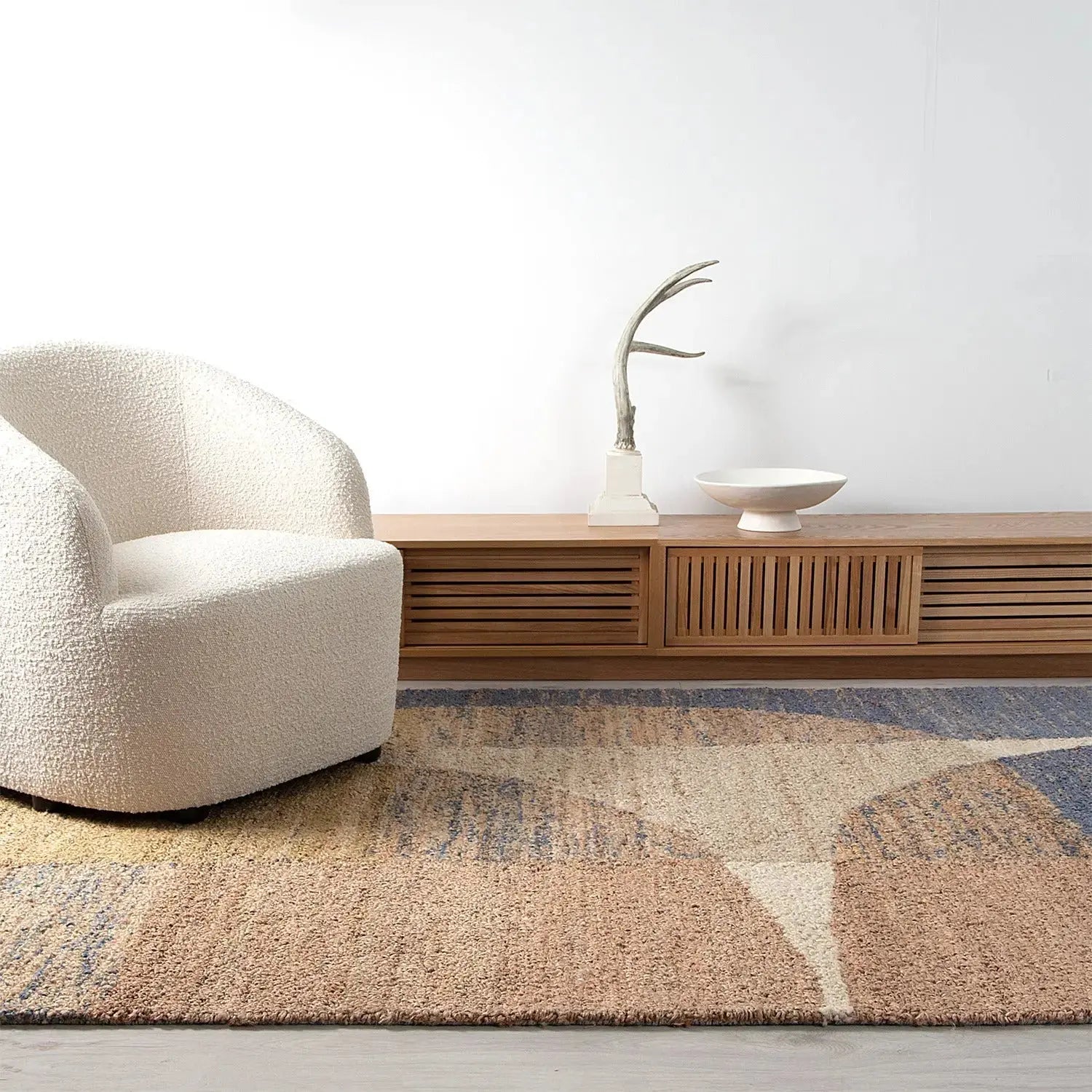 Melba Handmade Designer Jute Rug Blue BRAVEN