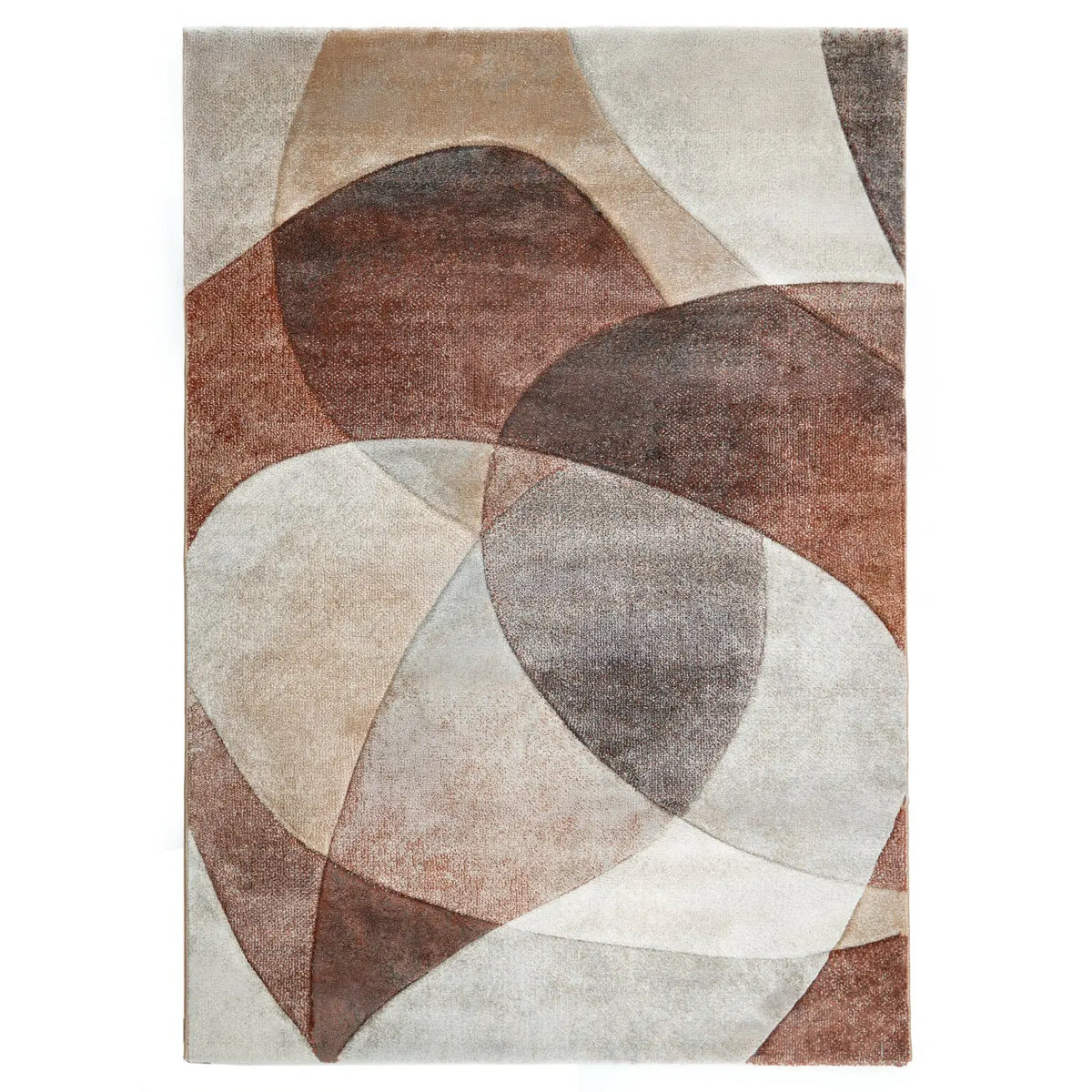 Milan Rust Patterned Rug – Modern Abstract Rust & Beige Area Rug – DecoRug