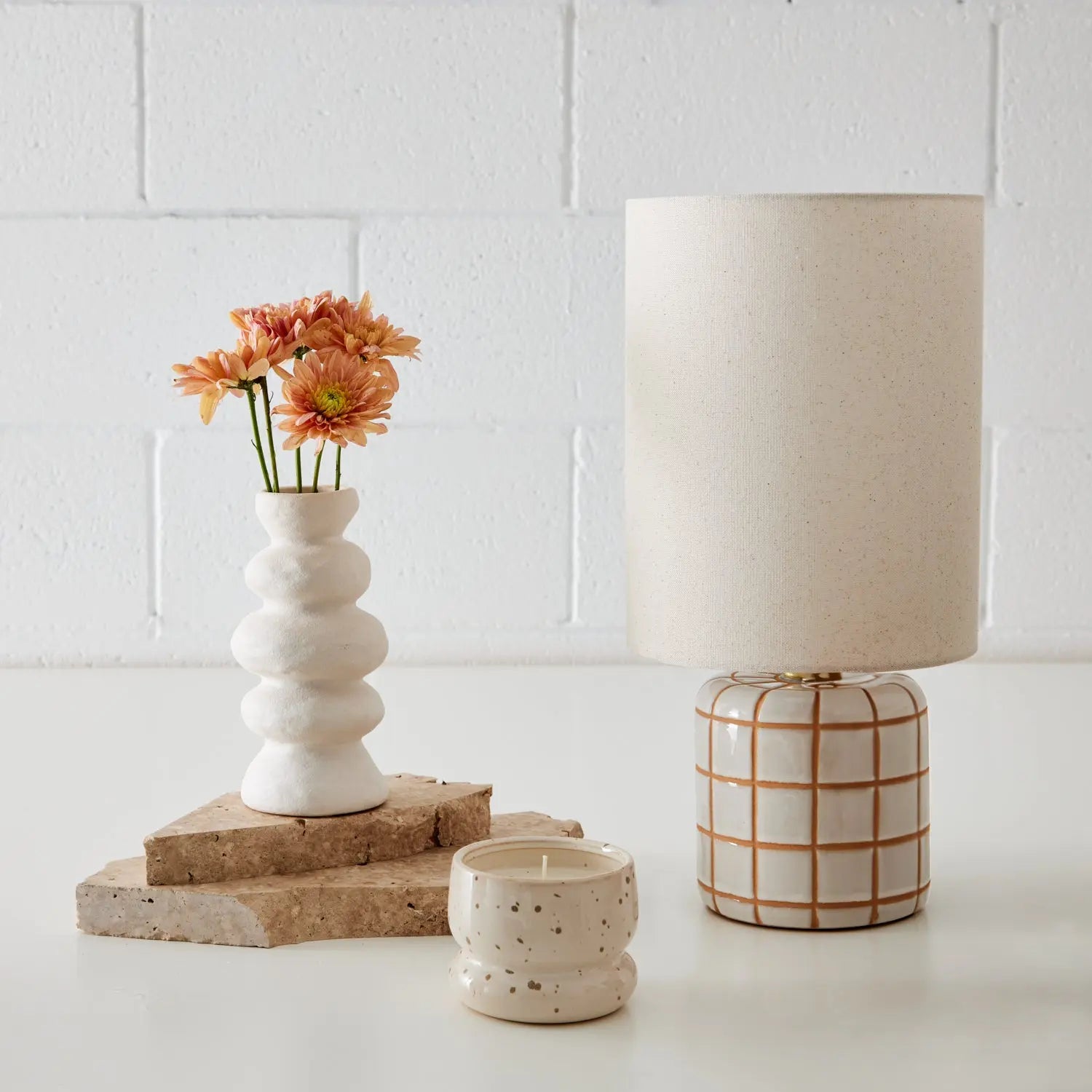 Modern Ceramic Lamp Natural & White COAST