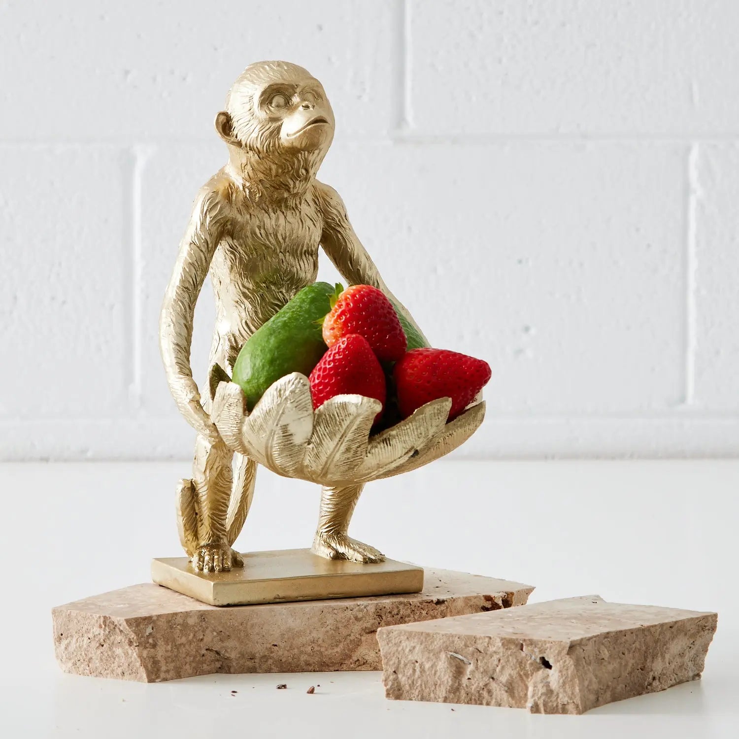 Monkey Resin Bowl Sculpture Gold COAST