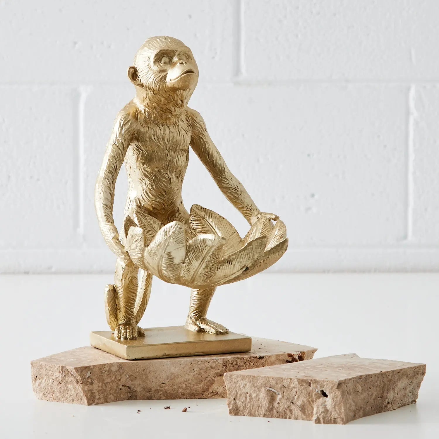 Monkey Resin Bowl Sculpture Gold COAST