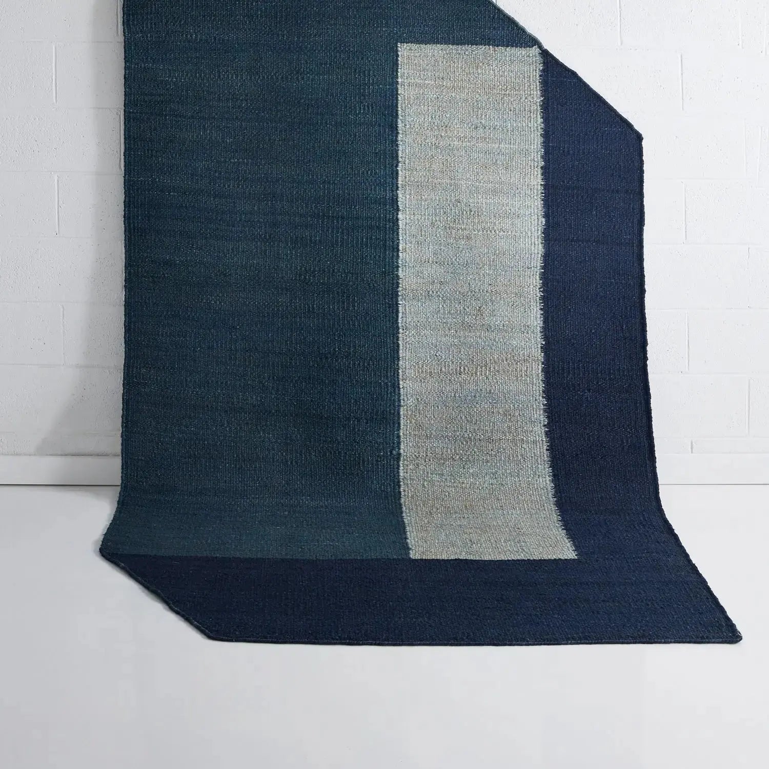 Piha Jute Irregular Rug Blue JAIPUR