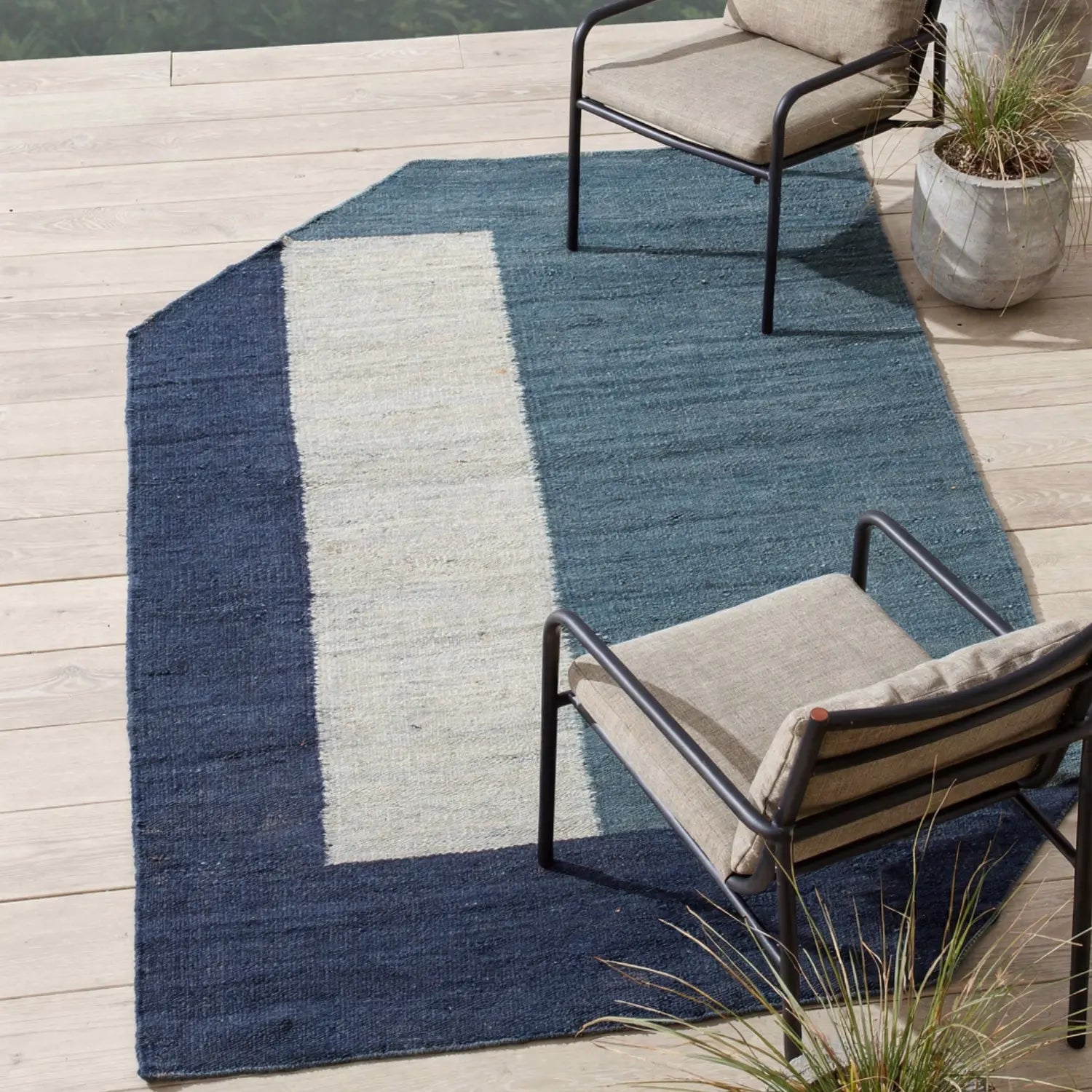 Piha Jute Irregular Rug Blue JAIPUR