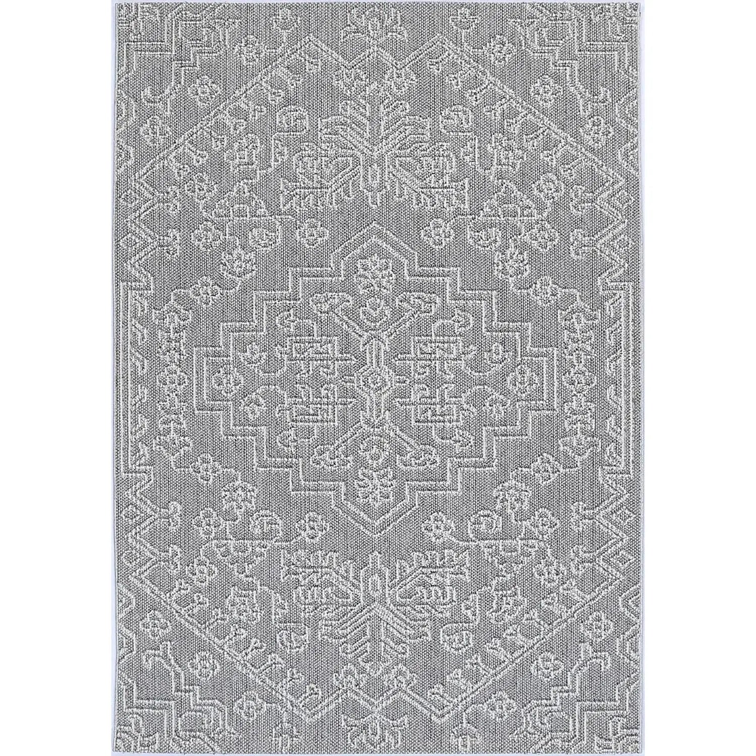 Port Villa Bule Ash Tribal Flatweave Rug BRAVEN