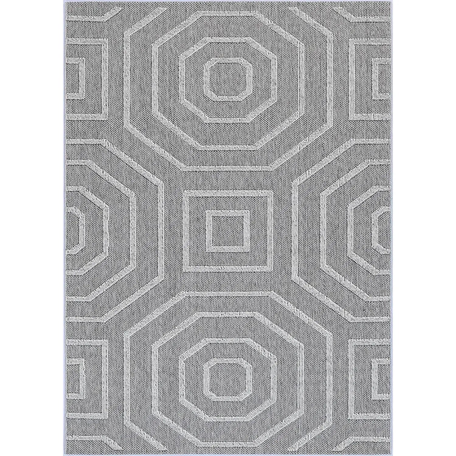 Port Villa Devesi Grey Geometric Flatweave Rug BRAVEN