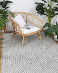 Port Villa Fugui Grey Geometric Flatweave Rug DecoRug