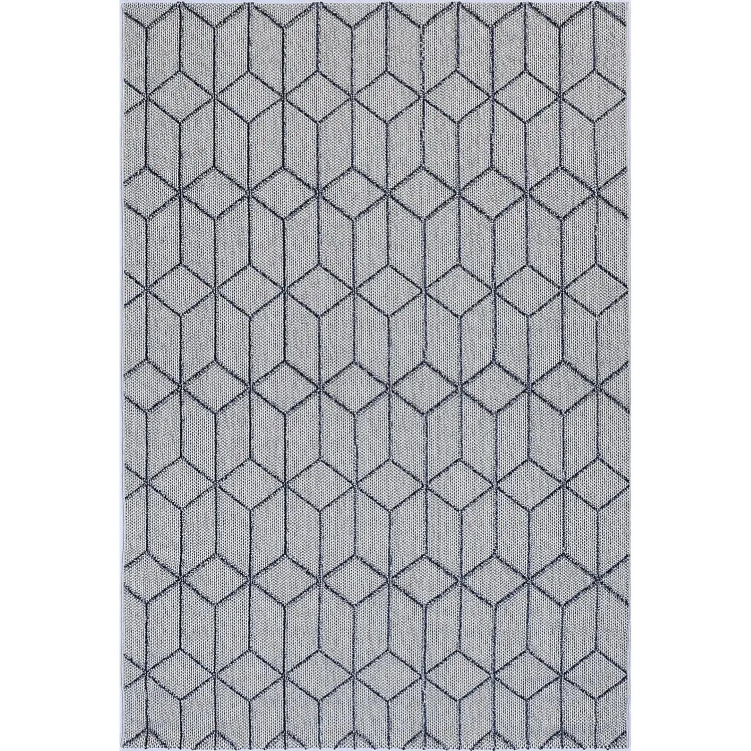 Port Villa Greenslade Charcoal Geometric Flatweave Rug BRAVEN