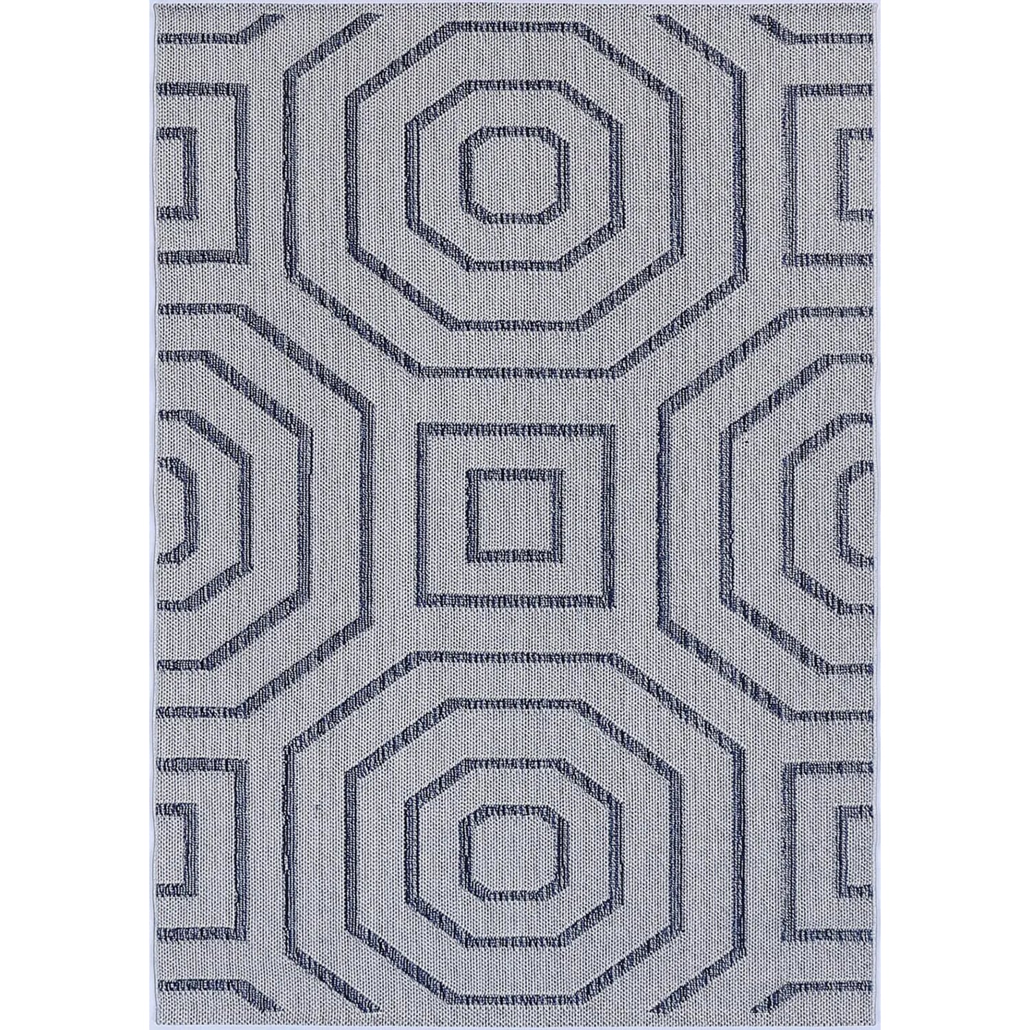 Port Villa Hale Blue Grey Geometric Flatweave Rug BRAVEN