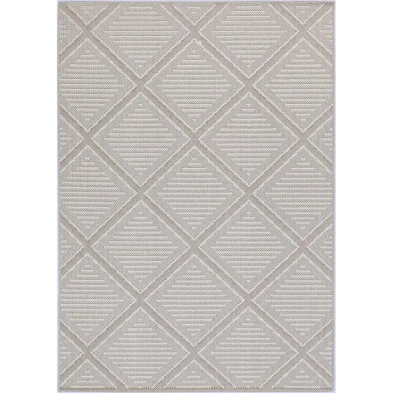 Port Villa Kenilorea Beige Geometric Flatweave Rug BRAVEN