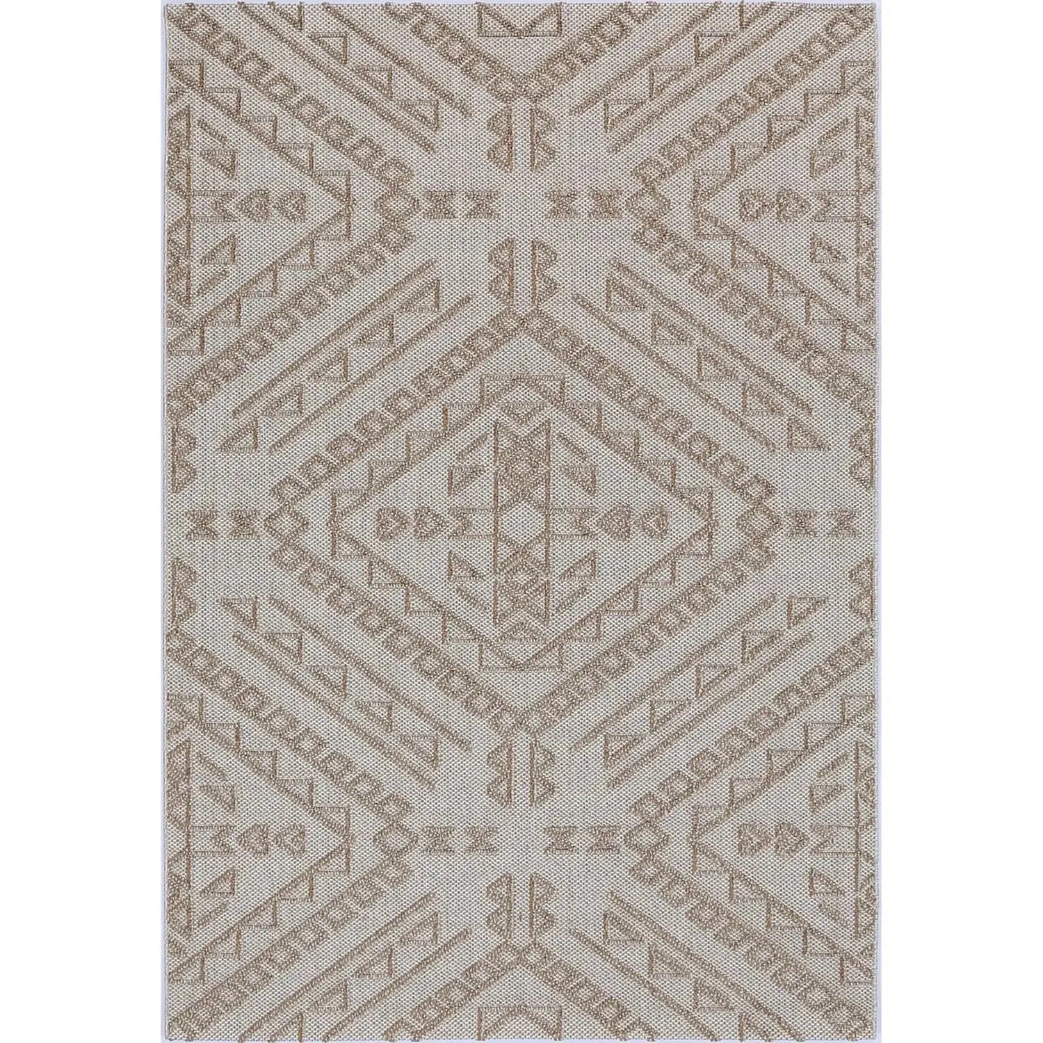 Port Villa Kilifa Beige Tribal Flatweave Rug BRAVEN