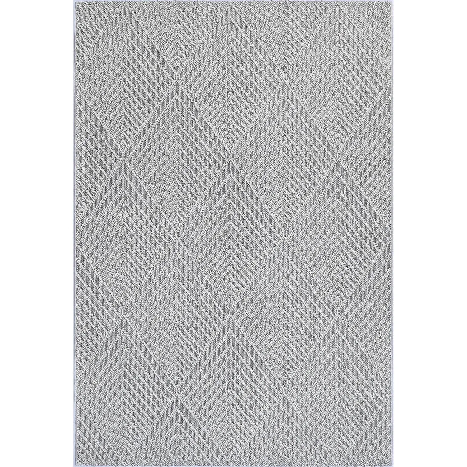 Port Villa Kini Grey Geometric Flatweave Rug BRAVEN