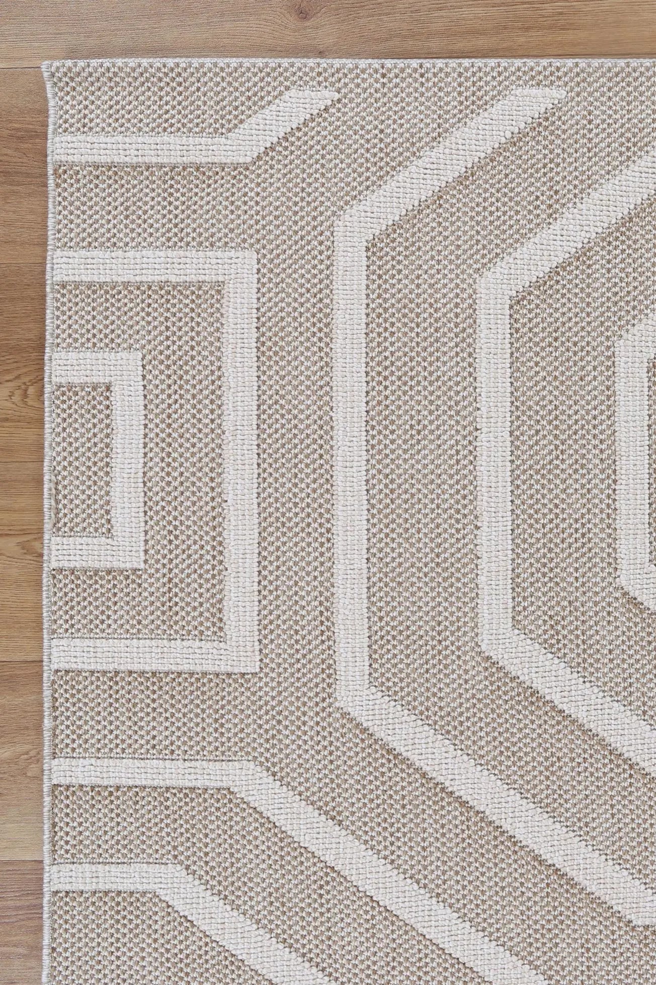 Port Villa Lui Beige Geometric Flatweave Rug DecoRug