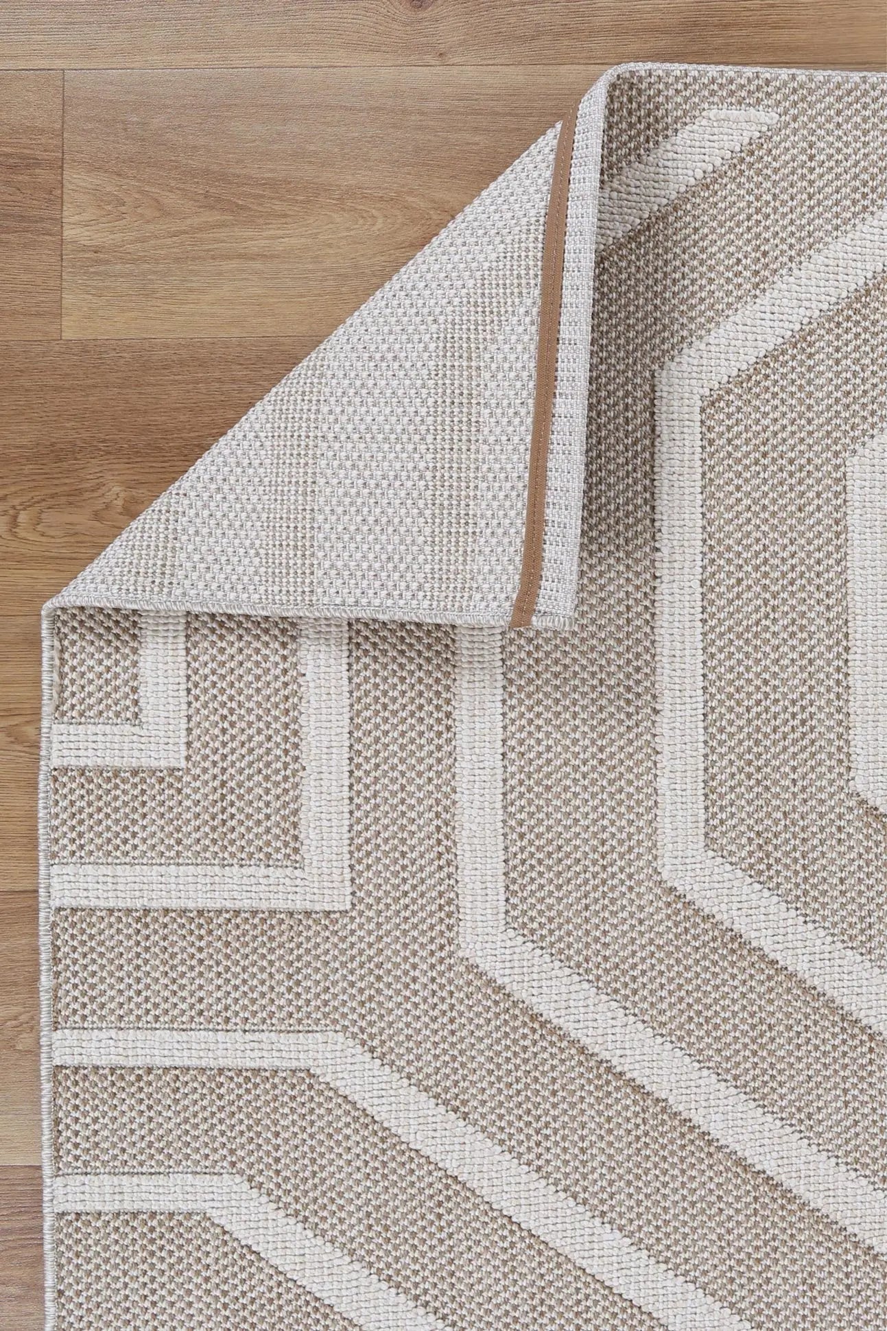 Port Villa Lui Beige Geometric Flatweave Rug DecoRug