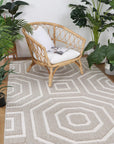 Port Villa Lui Beige Geometric Flatweave Rug DecoRug