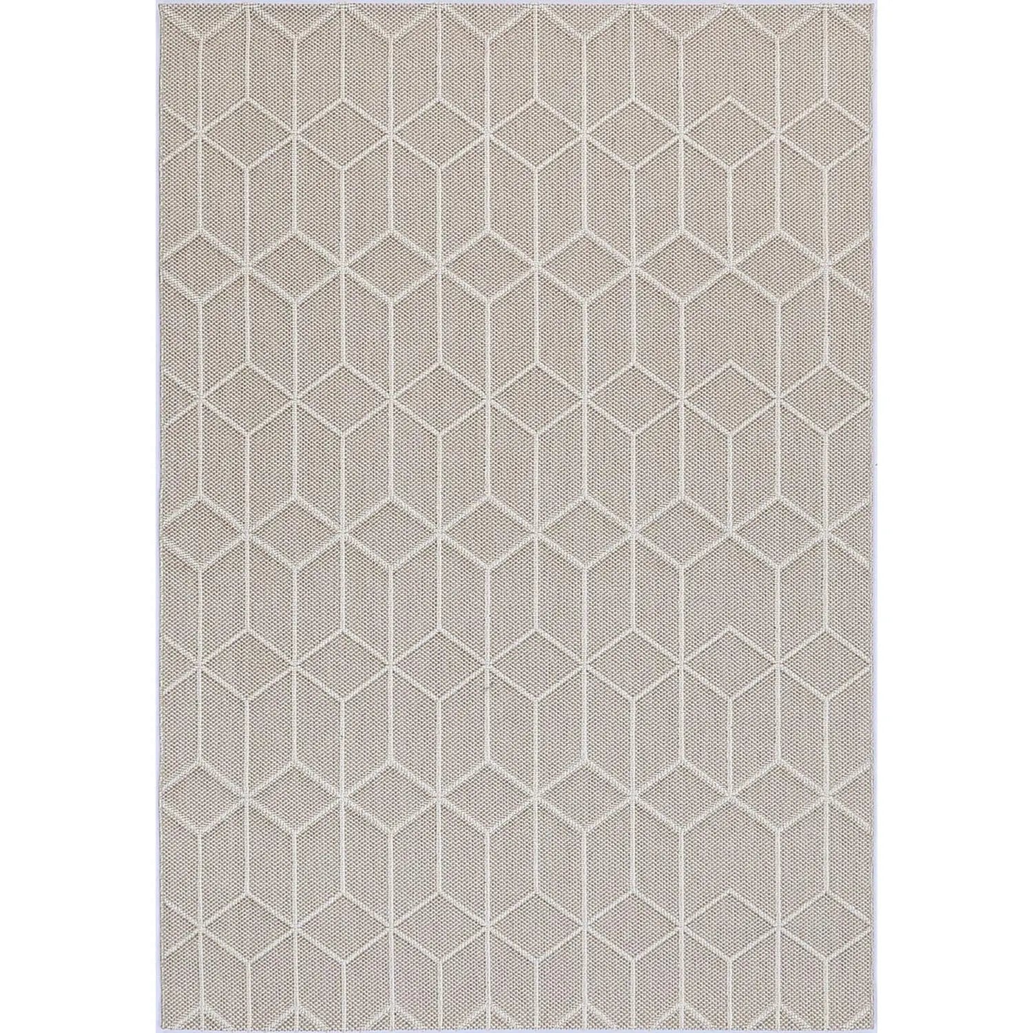 Port Villa Maemae Beige Geometric Flatweave Rug BRAVEN