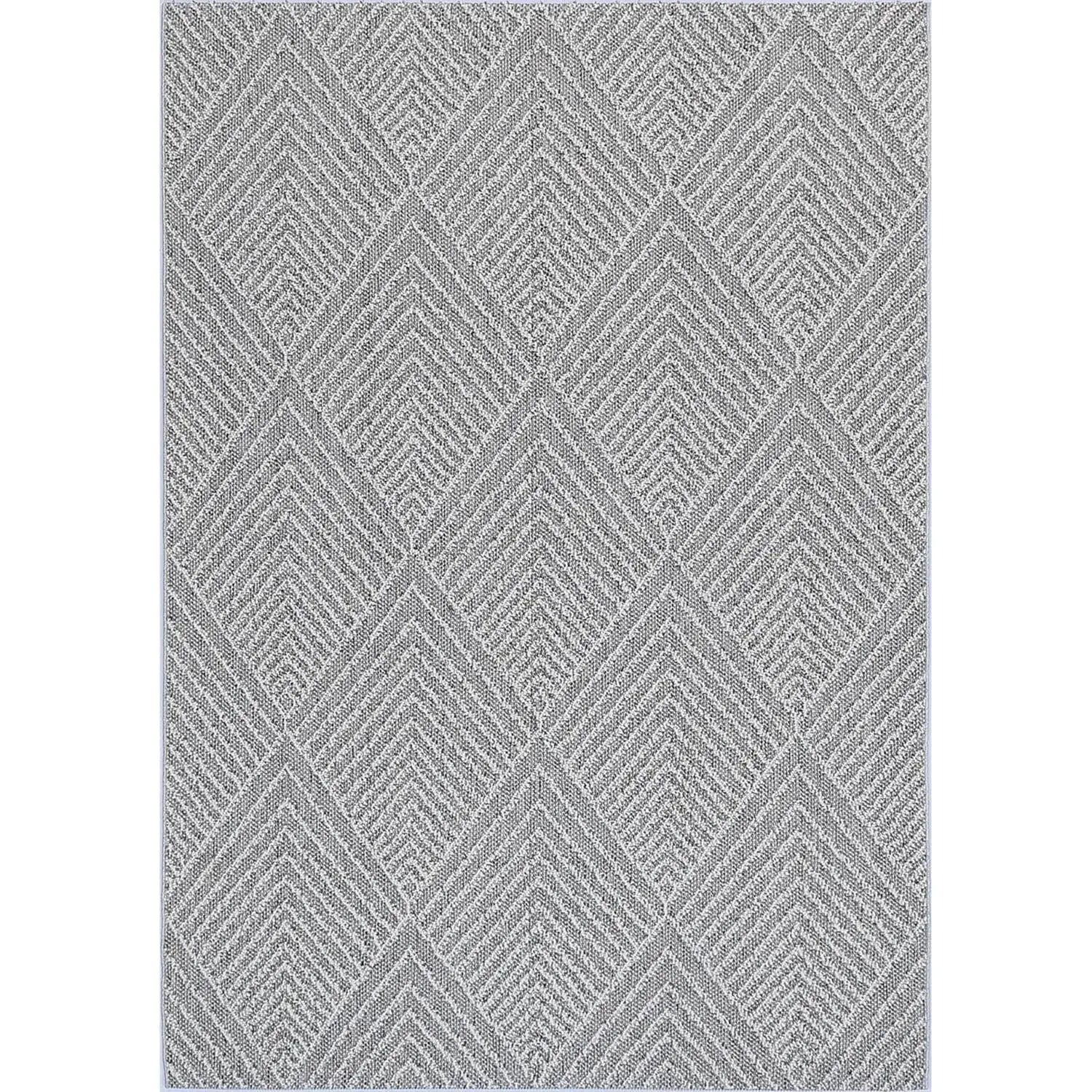 Port Villa Menapi Ash Geometric Flatweave Rug BRAVEN