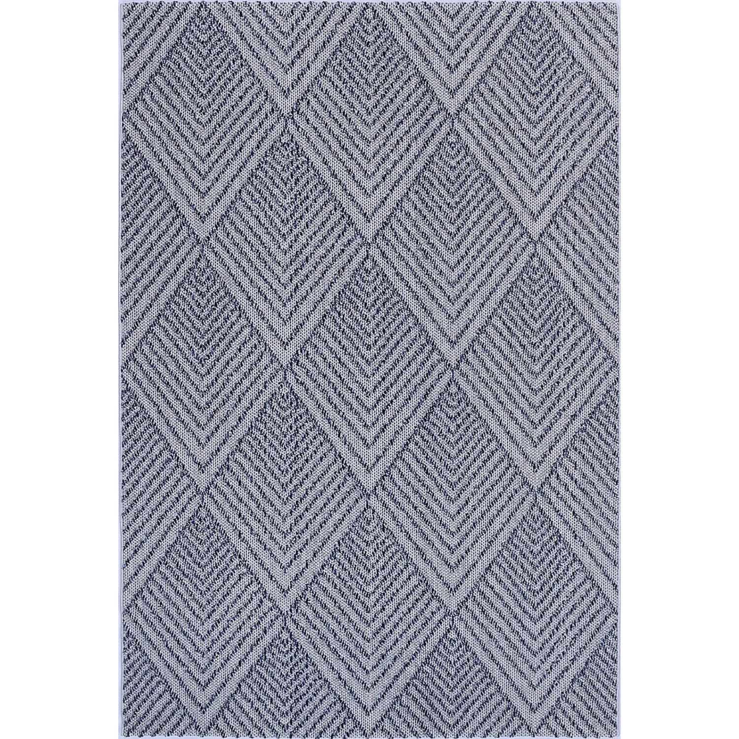 Port Villa Naka Blue Grey Geometric Flatweave Rug BRAVEN