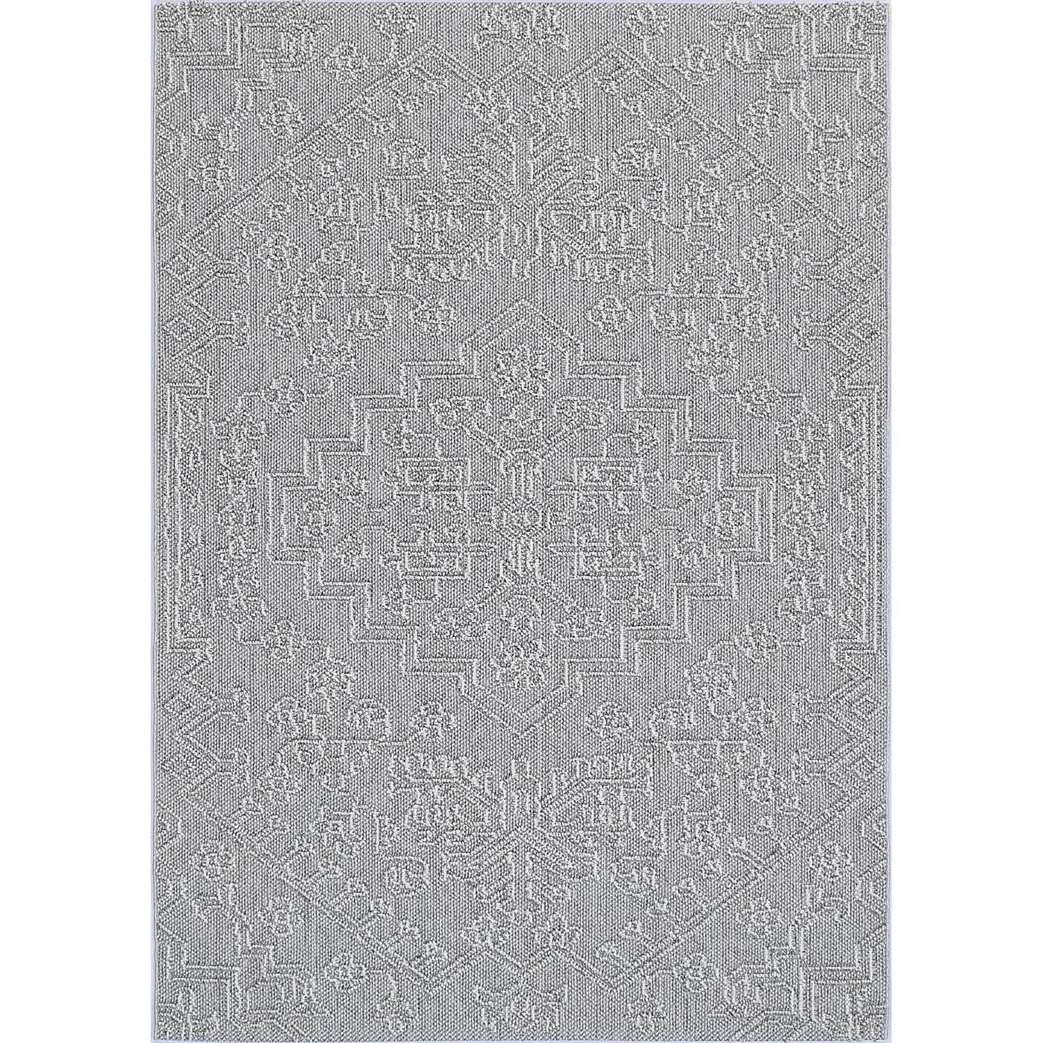 Port Villa Nori Grey Tribal Flatweave Rug BRAVEN