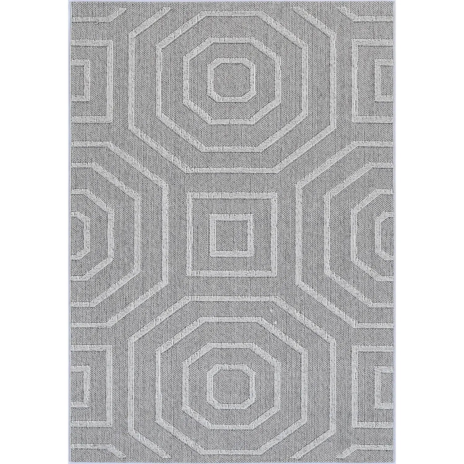 Port Villa Suri Ash Geometric Flatweave Rug BRAVEN