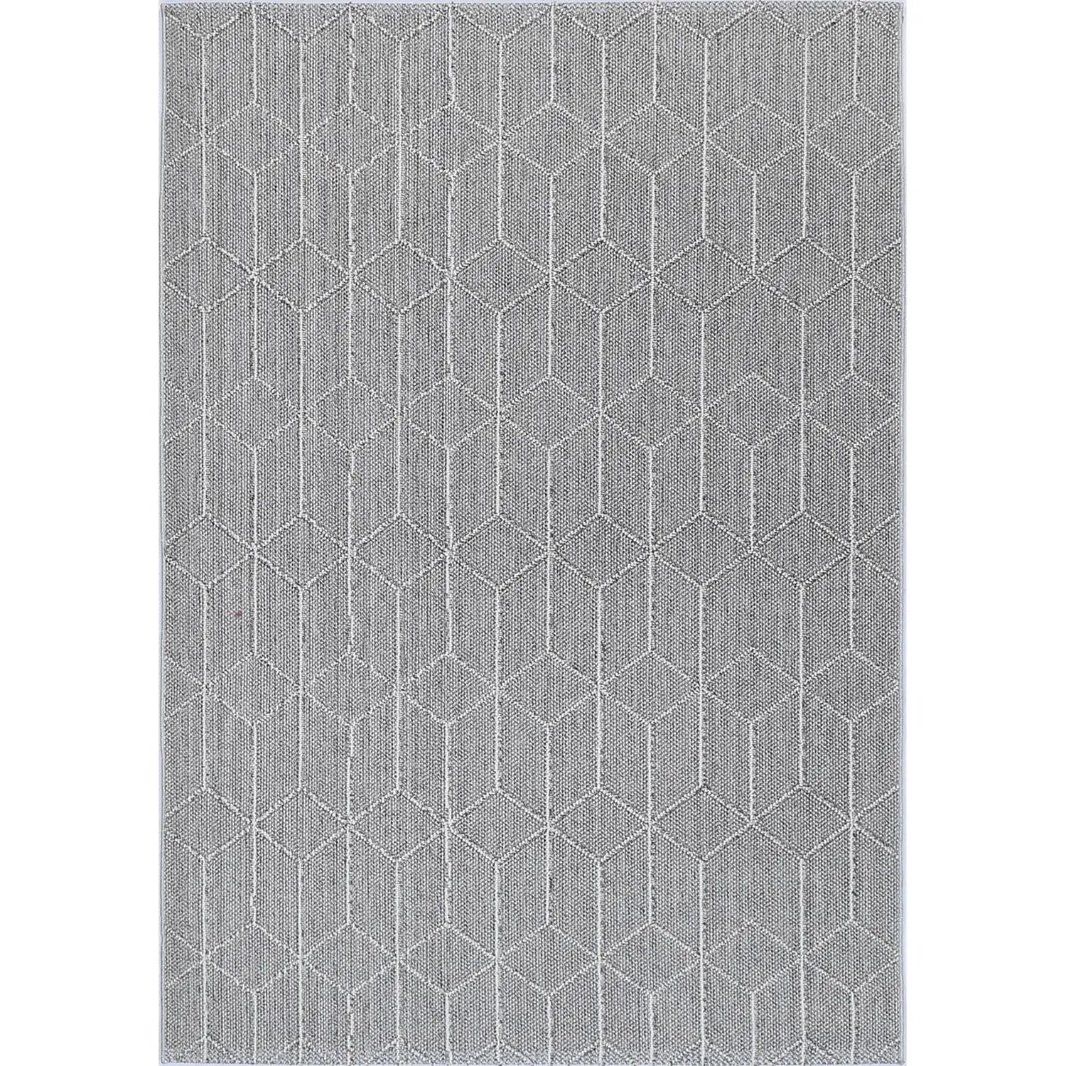 Port Villa Totori Ash Geometric Flatweave Rug BRAVEN