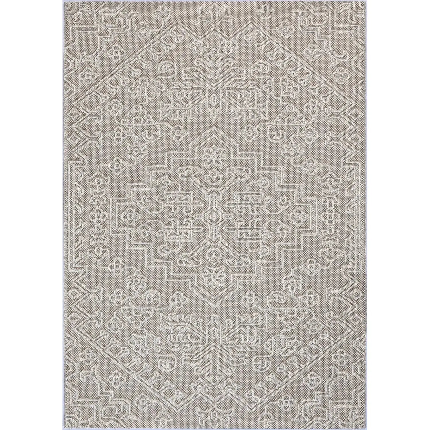 Port Villa Waita Beige Tribal Flatweave Rug BRAVEN