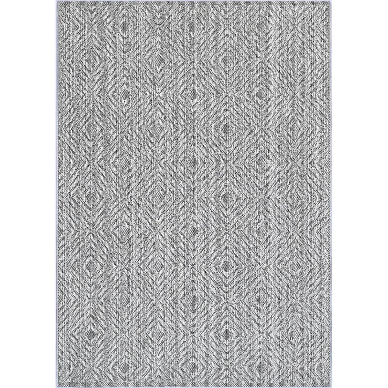 Port Villa Walasi Ash Geometric Flatweave Rug BRAVEN