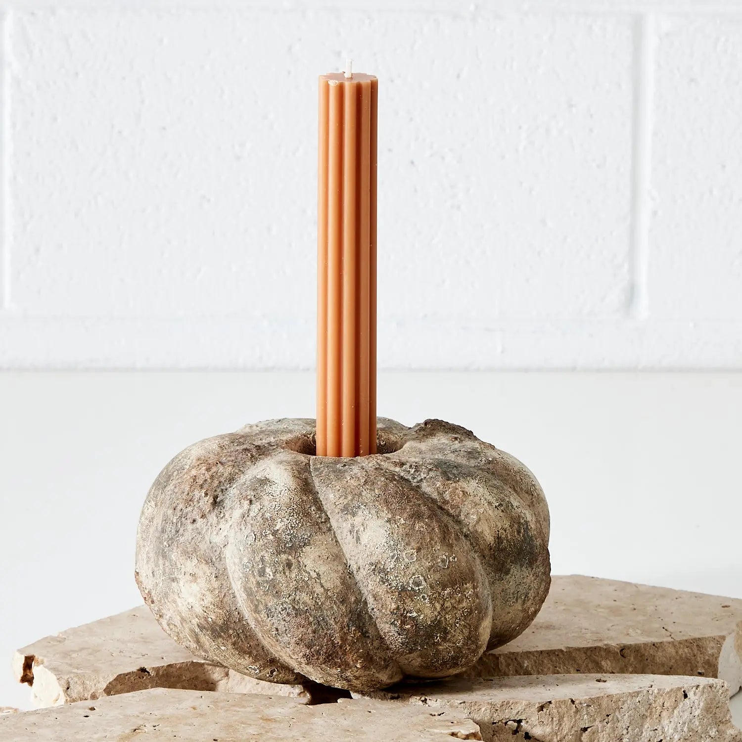 Pumpkin Ceramic Candle Holder Natural KAILE