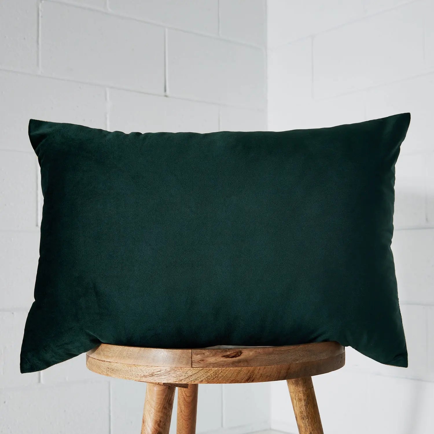 Rectangle Velvet Feather Cushion Green KAILE