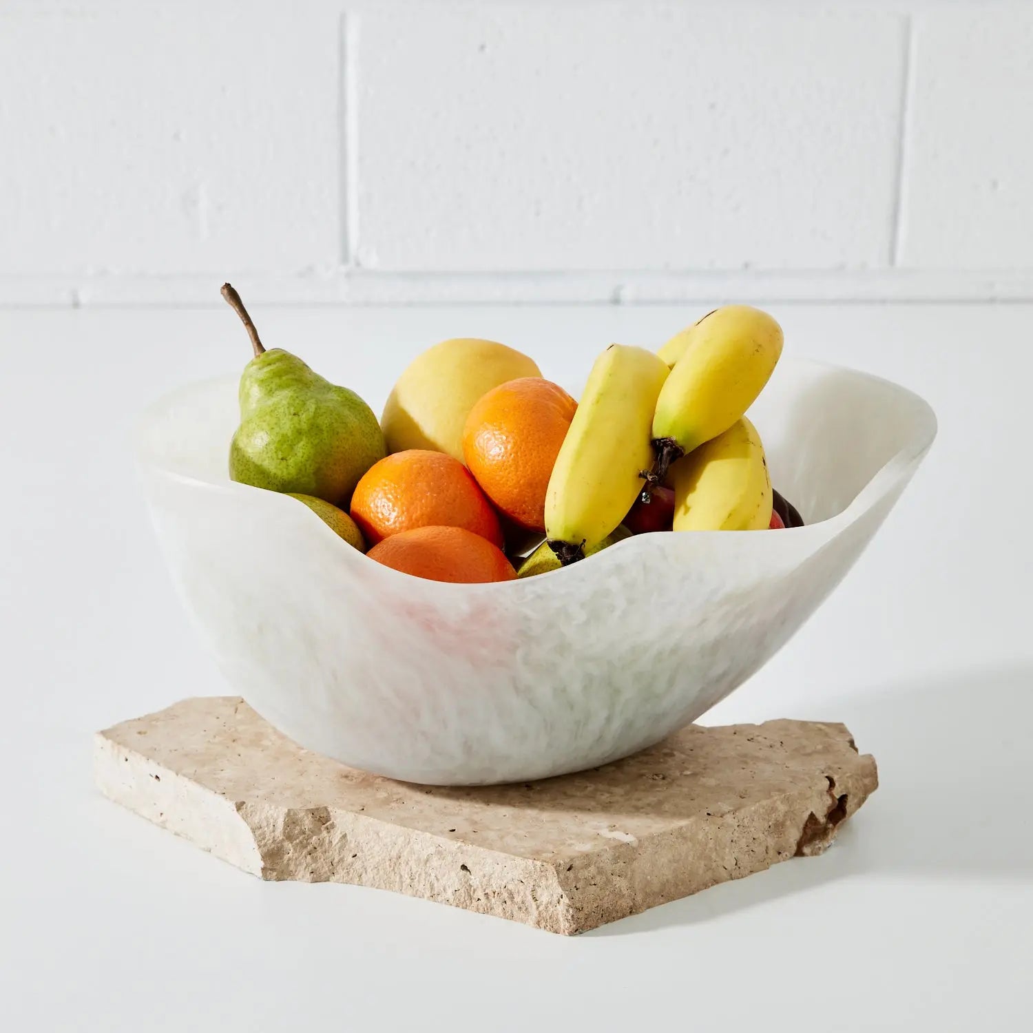 Resin Large Fruit Bowl White Horizon