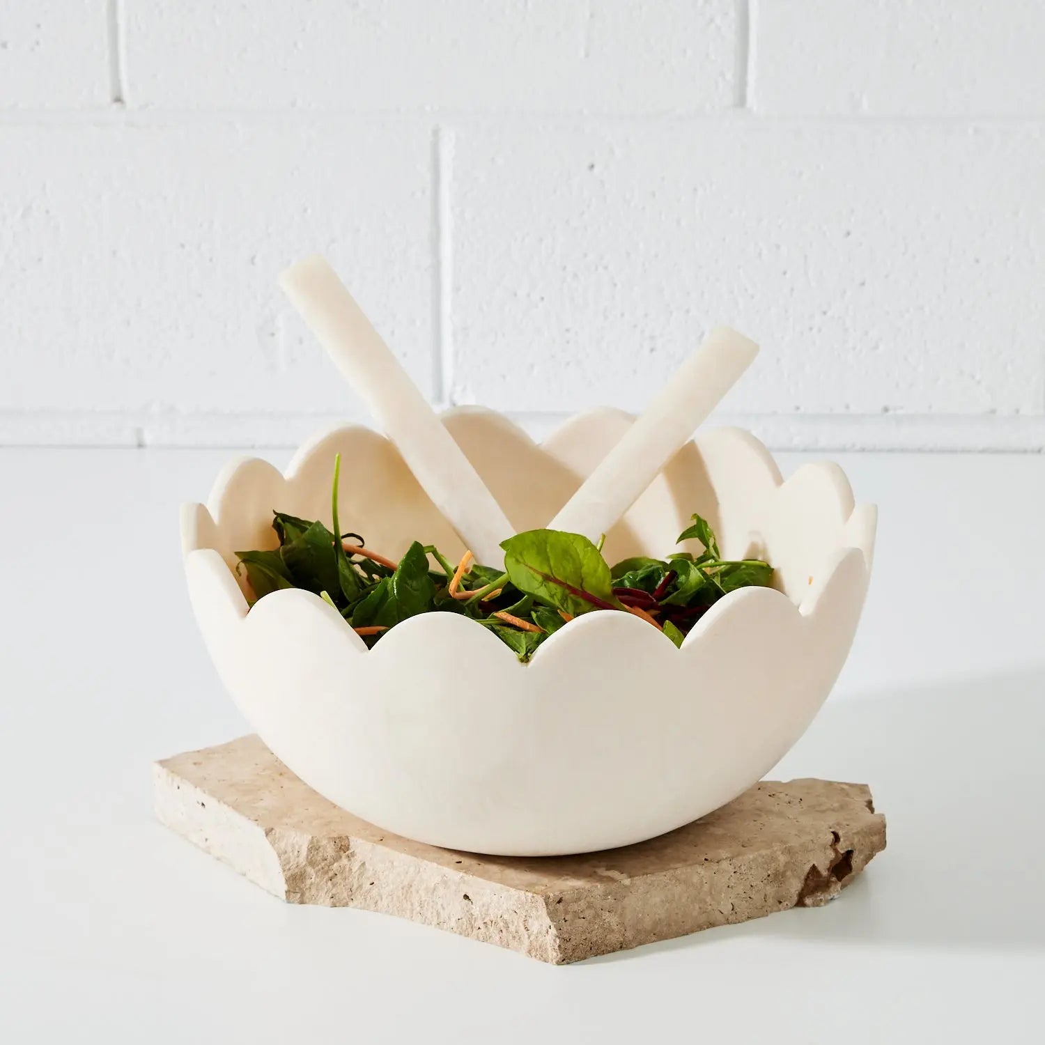 Resin Salad Bowl Matte White Horizon