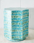 Resin and Capiz Shell Inlay Side Table Blue KAILE