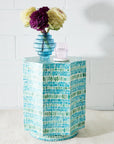 Resin and Capiz Shell Inlay Side Table Blue KAILE