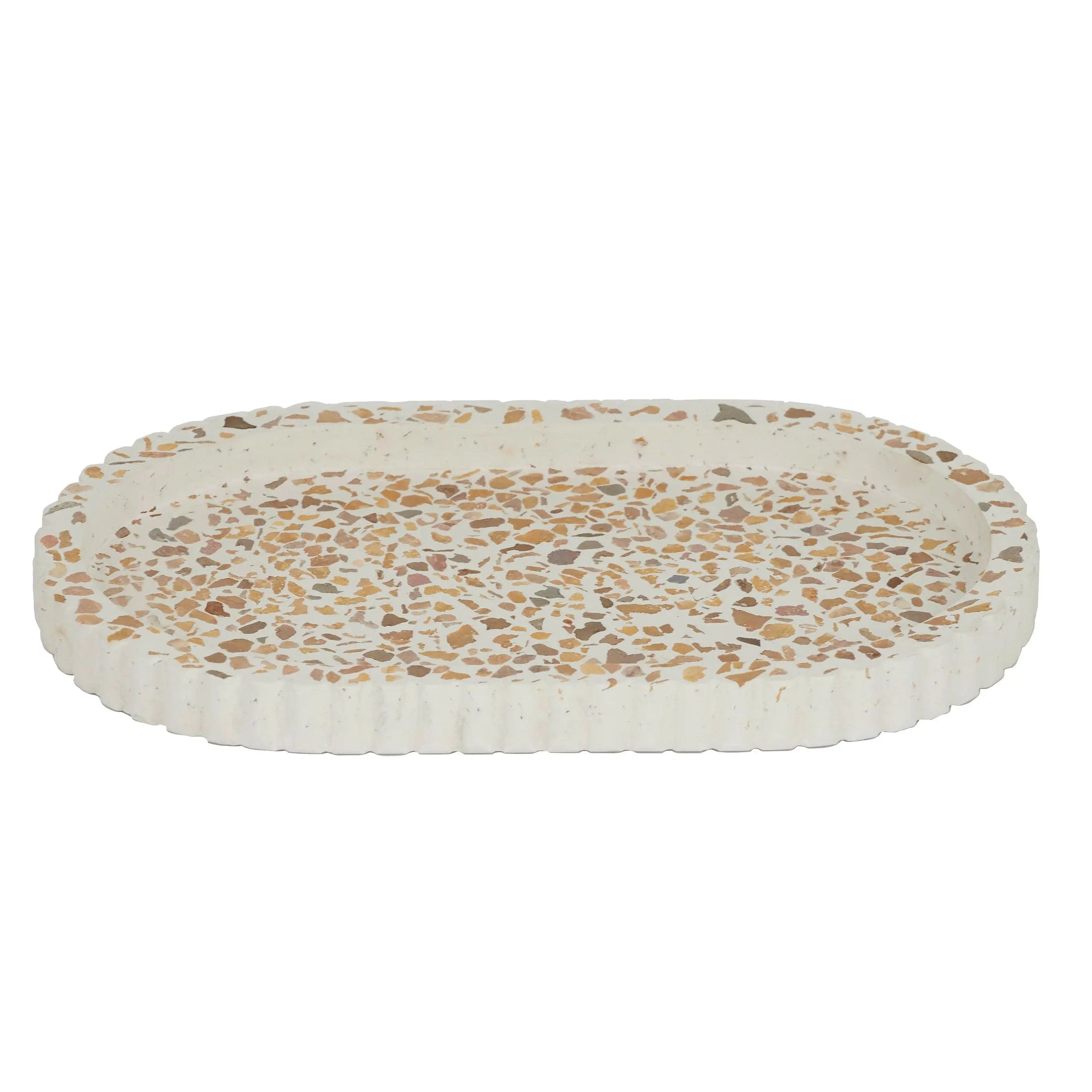 Reuben Terrazzo Ribbed Tray 18x30cm Nat