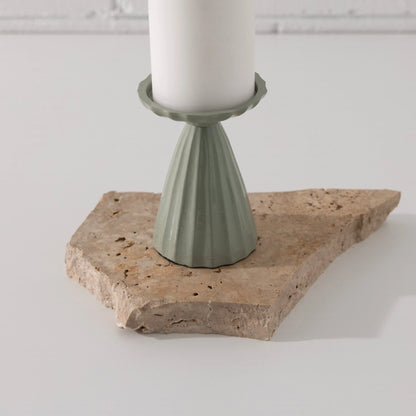 Ribbed Candle Holder Green HAMSAINTERNAT