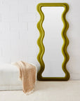 Rippled Velvet Full Length Floor Mirror Green KAILE