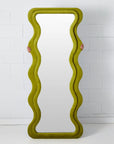 Rippled Velvet Full Length Floor Mirror Green KAILE