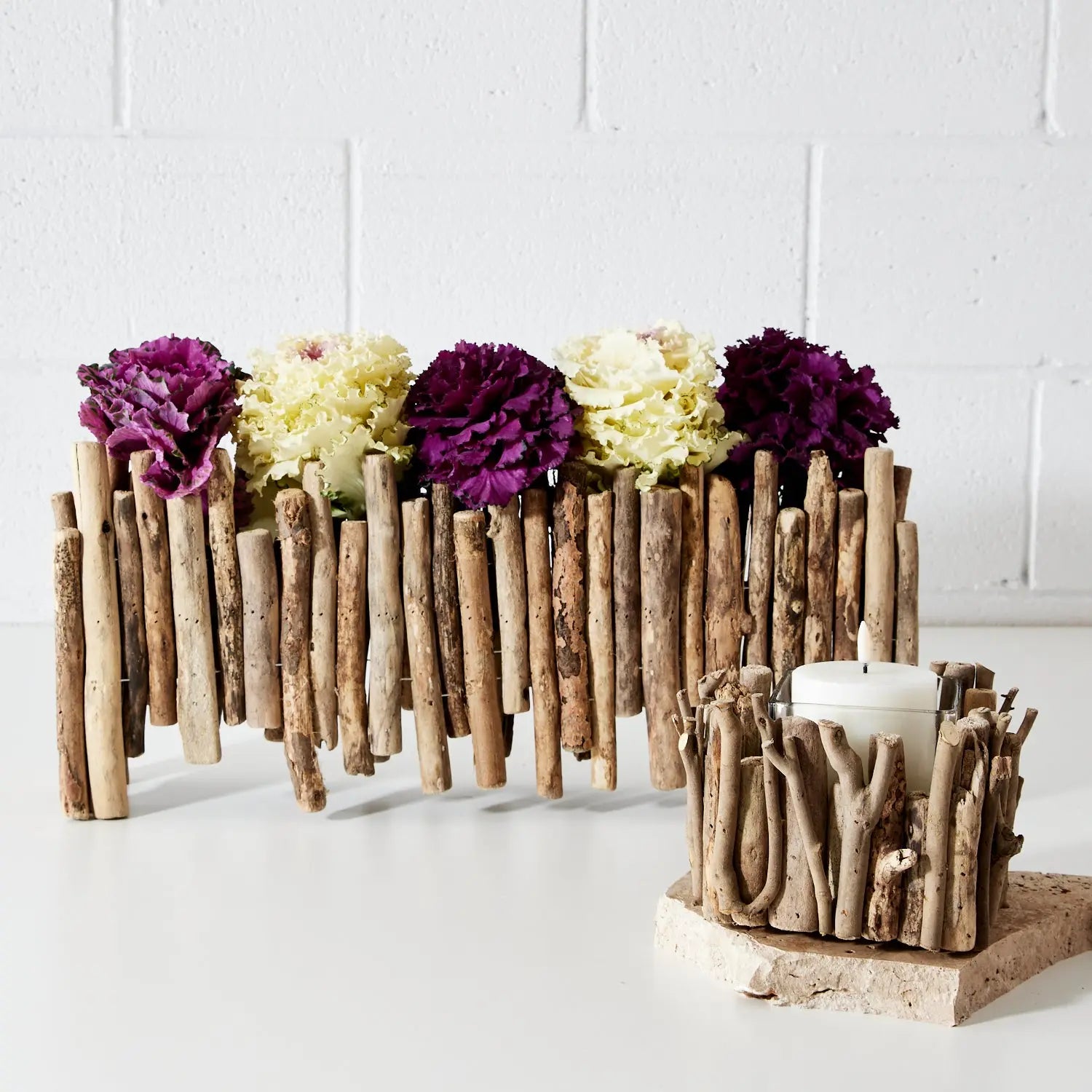 Rustic Wooden Centre Table Candle Holder KAILE