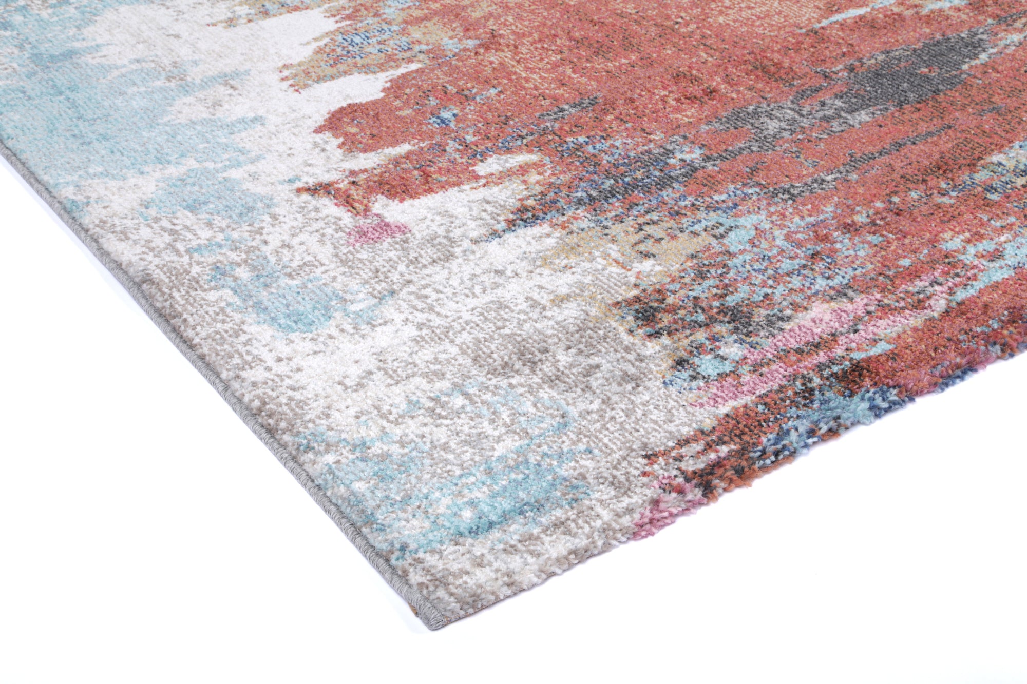 Salsa Jorge Blue &amp; Terracotta Abstract Rug - SALS10