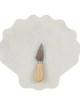 SHELL SHAPE MARBLE BOARD WKNIFE 25X23CM