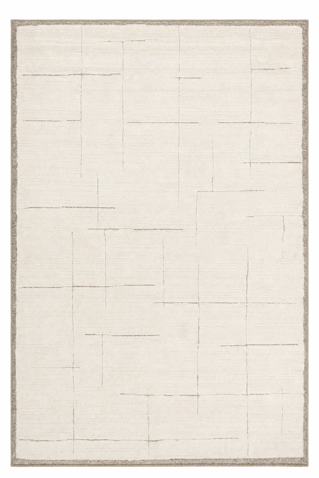 Leo Grid Cream Textured Rug