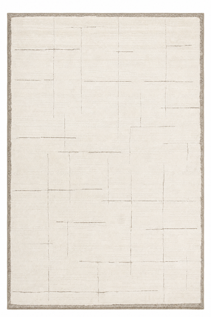 Leo Grid Cream Textured Rug