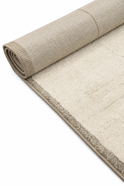 Leo Grid Cream Textured Rug
