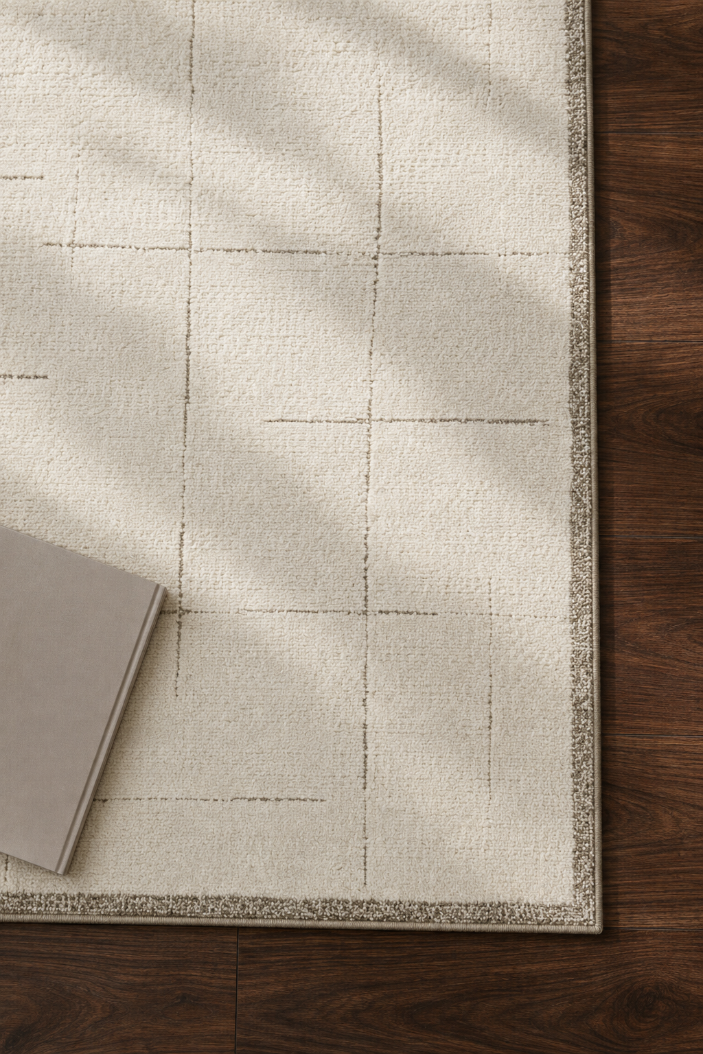 Leo Grid Cream Textured Rug