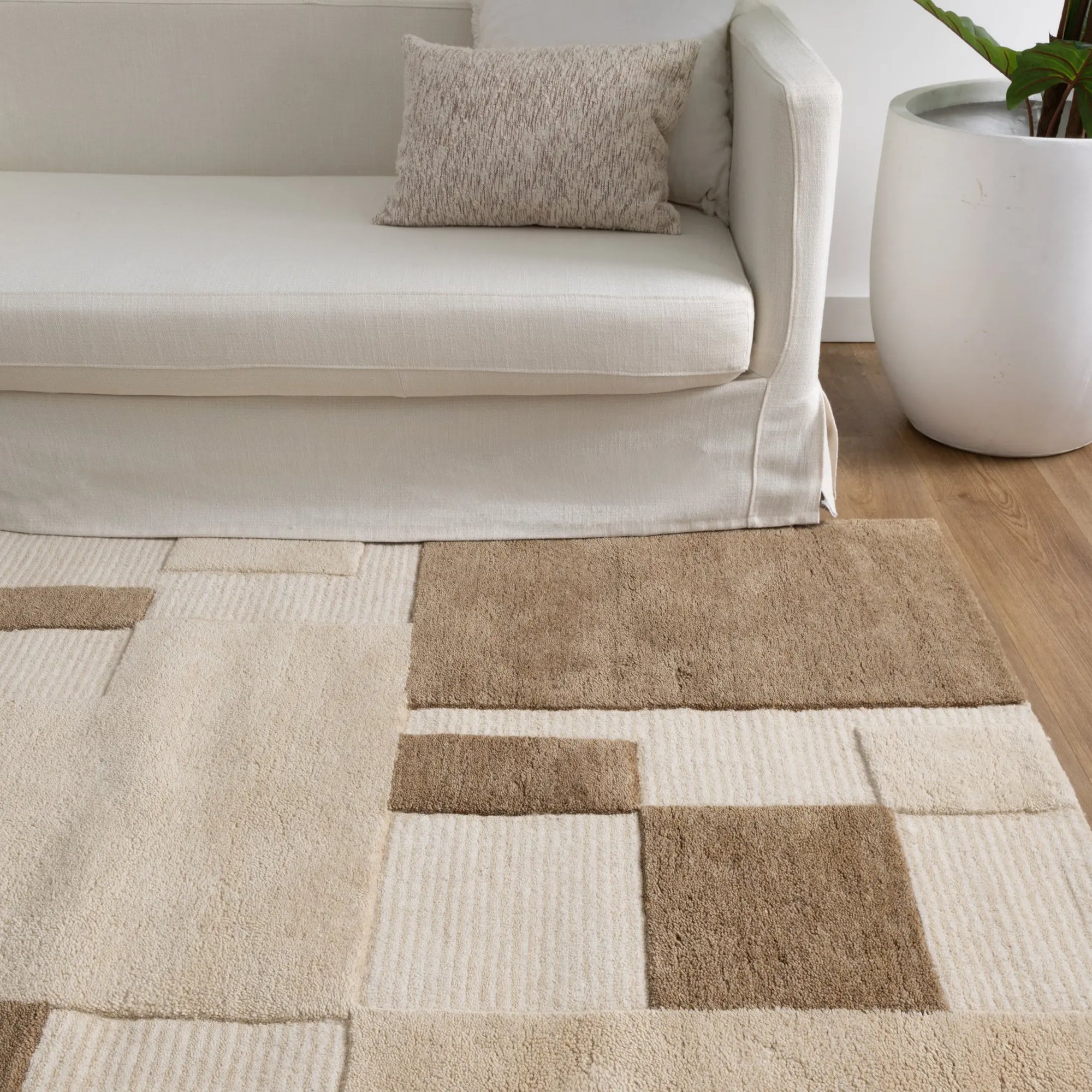 Sandigo Beige Brown Wool Rug TULSIRAM