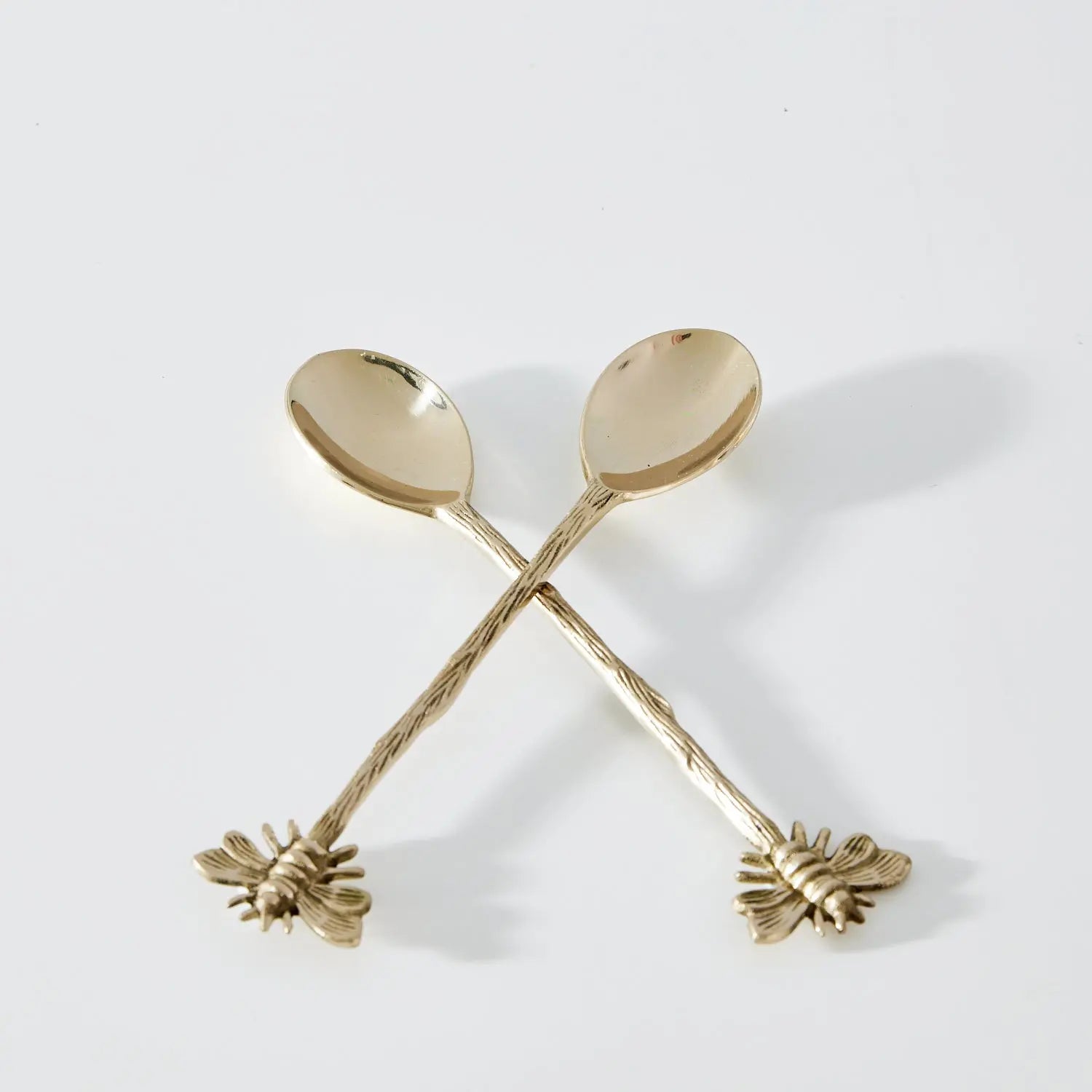 Set of 2 Bee Spoon Set Gold Hands and Crafts