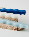 Set of Three Wave Dinner Candles COAST