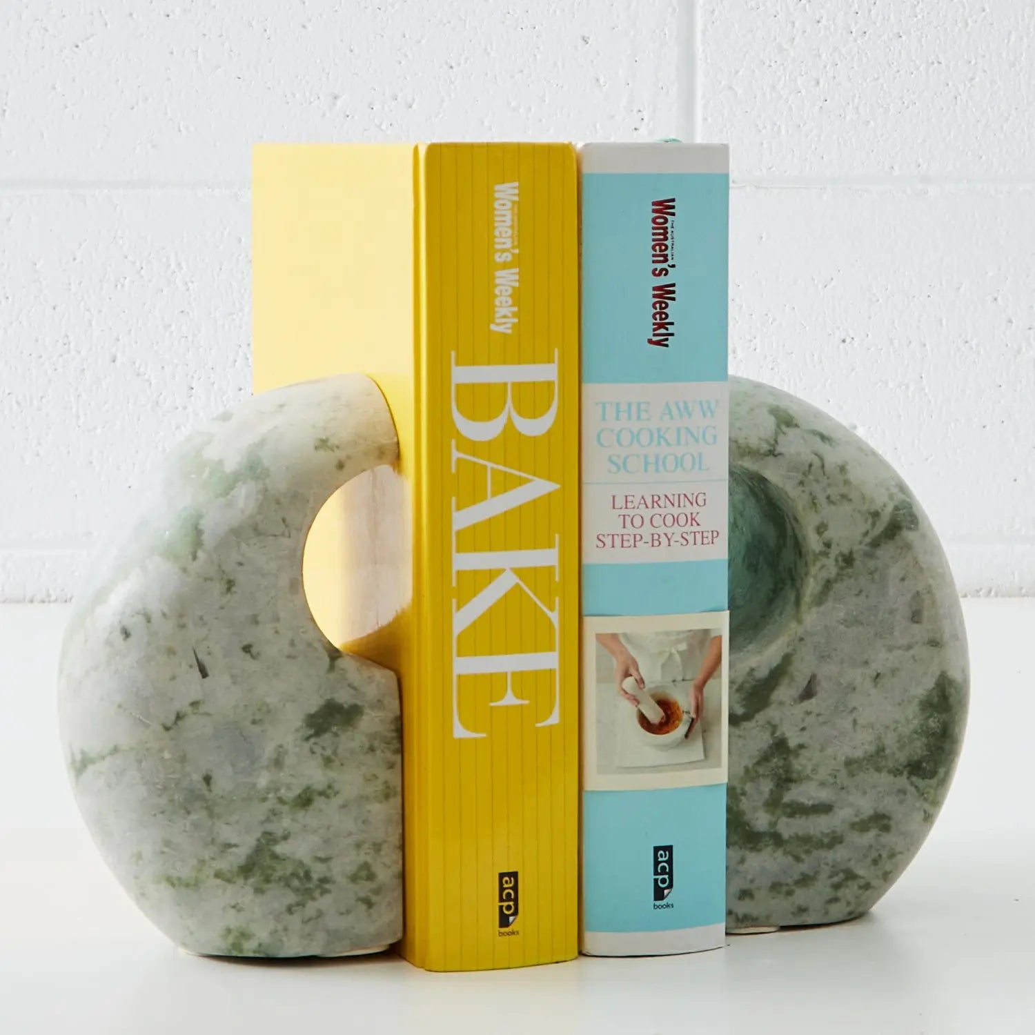 Set of two Marble Bookends Green COAST